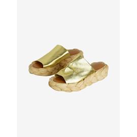 Robert Clergerie-Gold woven platform sandals - size EU 39.5-Golden