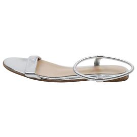 Gianvito Rossi Silver flat sandals with open toe and ankle strap - size EU 36 Silvery