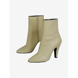 Saint Laurent-Cream leather ankle boots - size EU 38-Cream