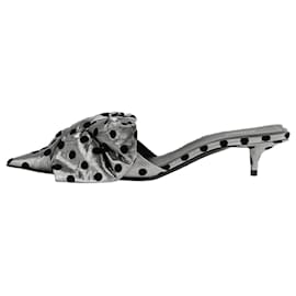 Balenciaga-Silver polka dot knot mules - size EU 37-Silvery