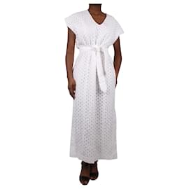 Autre Marque-White sleeveless embroidered dress with belt - size EU 40-White