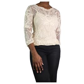 Plein Sud Top transparent crème - taille FR 36 Écru