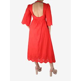 Autre Marque-Vestido midi rojo con espalda abierta y bordado - talla UK 8-Roja