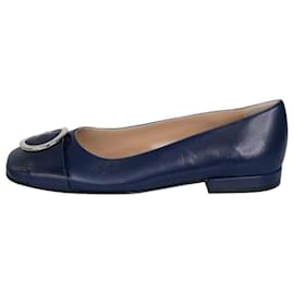 Sergio Rossi-Navy flats with squared toe - size EU 37-Navy blue