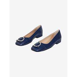 Sergio Rossi-Navy flats with squared toe - size EU 37-Navy blue