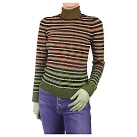 Ulla Johnson-Brown wool-blend striped roll-neck top - size S-Brown