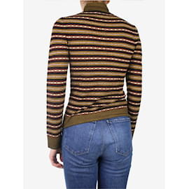 Ulla Johnson-Brown wool-blend striped roll-neck top - size S-Brown