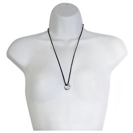 Hermès Silberne Halskette mit Anhänger Schwarz