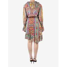 Etro-Mehrfarbiges, langärmliges Kleid mit Rundhalsausschnitt – Größe UK 12-Mehrfarben