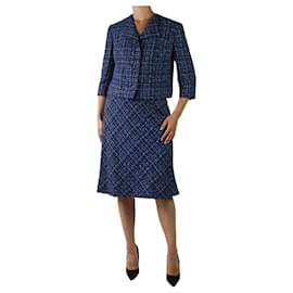 Autre Marque-Blue tweed jacket and skirt set - size UK 10-Blue