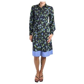 Altuzarra Schwarzes Hemdblusenkleid aus Seide mit Blumenmuster – Größe FR 36 Schwarz