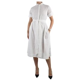 Lisa Marie Fernandez-Vestido midi blanco con bordado inglés y botones - talla L-Blanco