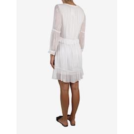 Saint Laurent-White embroidered long sleeve dress - size UK 8-White