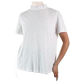 Autre Marque-White ruffle neck short-sleeve top - size UK 8-White