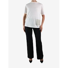 Fabiana Filippi-T-shirt branca com detalhes bordados - tamanho UK 8-Branco