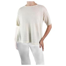 Weekend Max Mara-Cream short-sleeved crewneck sweater - size S-Cream