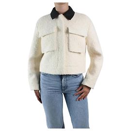 Theory White wool jacket with leather collar - size S White