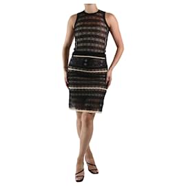 Alessandro Dell'Acqua-Black sleeveless lace top and skirt set - size UK 8/10-Black