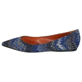 Missoni Chaussures plates bleues à bout pointu zigzag - taille EU 38 Bleu