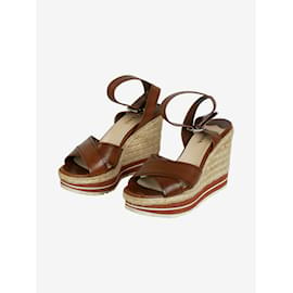 Prada-Brown espadrille wedge heels - size EU 40-Brown