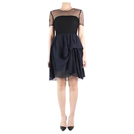 Proenza Schouler-Black netting detail short sleeve mini dress - size US 6-Black