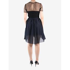 Proenza Schouler-Black netting detail short sleeve mini dress - size US 6-Black