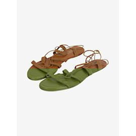 Aquazzura-Brown woven flat sandals - size EU 37.5-Brown