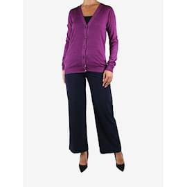 Prada-Purple knitted button-up cardigan - size IT 42-Purple