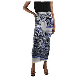 Jean Paul Gaultier Gonna midi sovrapposta in rete stampata blu - taglia XS Blu