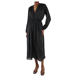 Forte Forte-Vestido midi transparente preto de manga comprida com decote em V - tamanho Reino Unido 6-Preto