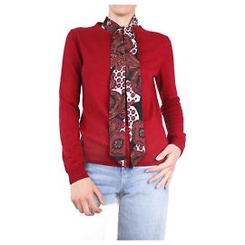 Claudie Pierlot Roter Paisley-Krawattenpullover – Größe UK 8 Rot