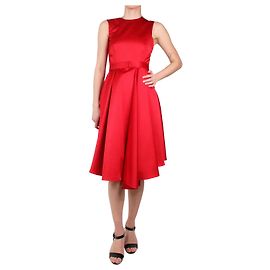 Carolina Herrera Rotes ärmelloses Satinkleid – Größe US 2 Rot
