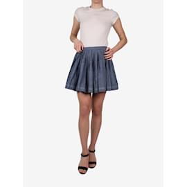 Christian Dior-Blue pleated mini denim skirt - size UK 12-Blue
