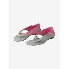 Alexander Mcqueen-Pink bejewelled leather sandals - size EU 38-Pink