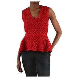 Maje Top de encaje bordado floral rojo - talla UK 6 Roja