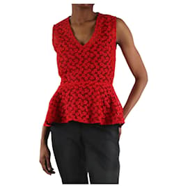 Maje-Red floral embroidered lace top - size UK 6-Red