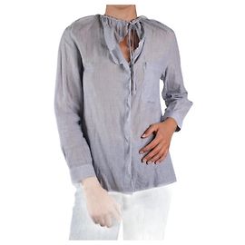Vanessa Bruno Camicia con volant a righe blu - taglia UK 8 Blu