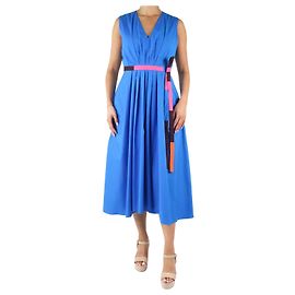 Roksanda Robe bleue en popeline de coton ceinturée Alenya - taille UK 10 Bleu