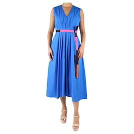 Roksanda-Blaues Alenya-Kleid aus Baumwollpopeline mit Gürtel – Größe UK 10-Blau