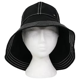 Autre Marque-Cappello da sole nero con cuciture a contrasto-Nero