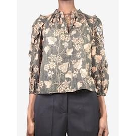 Ulla Johnson-Green floral printed blouse - size UK 6-Green