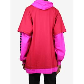 Balenciaga-Red faux layer hoodie - size XS-Red