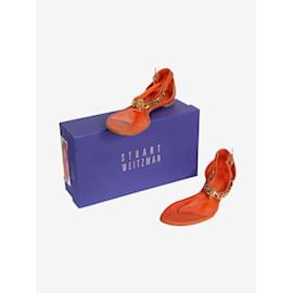 Alexander Mcqueen-Orange thong sandals with gold skull chain - size EU 37.5-Orange