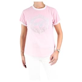 Zadig & Voltaire-T-shirt rosa decorata - taglia UK 8-Rosa