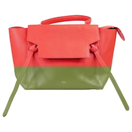 Céline-Red mini belt bag in grained calfskin with gold tone hardware-Red