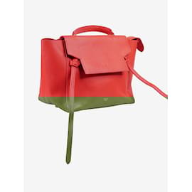 Céline-Red mini belt bag in grained calfskin with gold tone hardware-Red