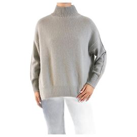Allude Grauer Kaschmirpullover mit Stehkragen – Größe M Grau