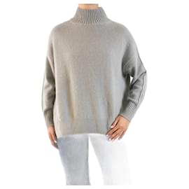 Allude-Grey high-neck cashmere jumper - size M-Grey