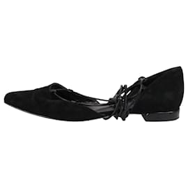 Stuart Weitzman-Chaussures plates en daim noir - taille EU 36.5-Noir