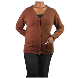 Alexandra Golovanoff Brauner Woll-Kaschmir-Cardigan – Größe L Braun